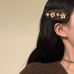 Vintage Gold Flower Plush Hair Clip