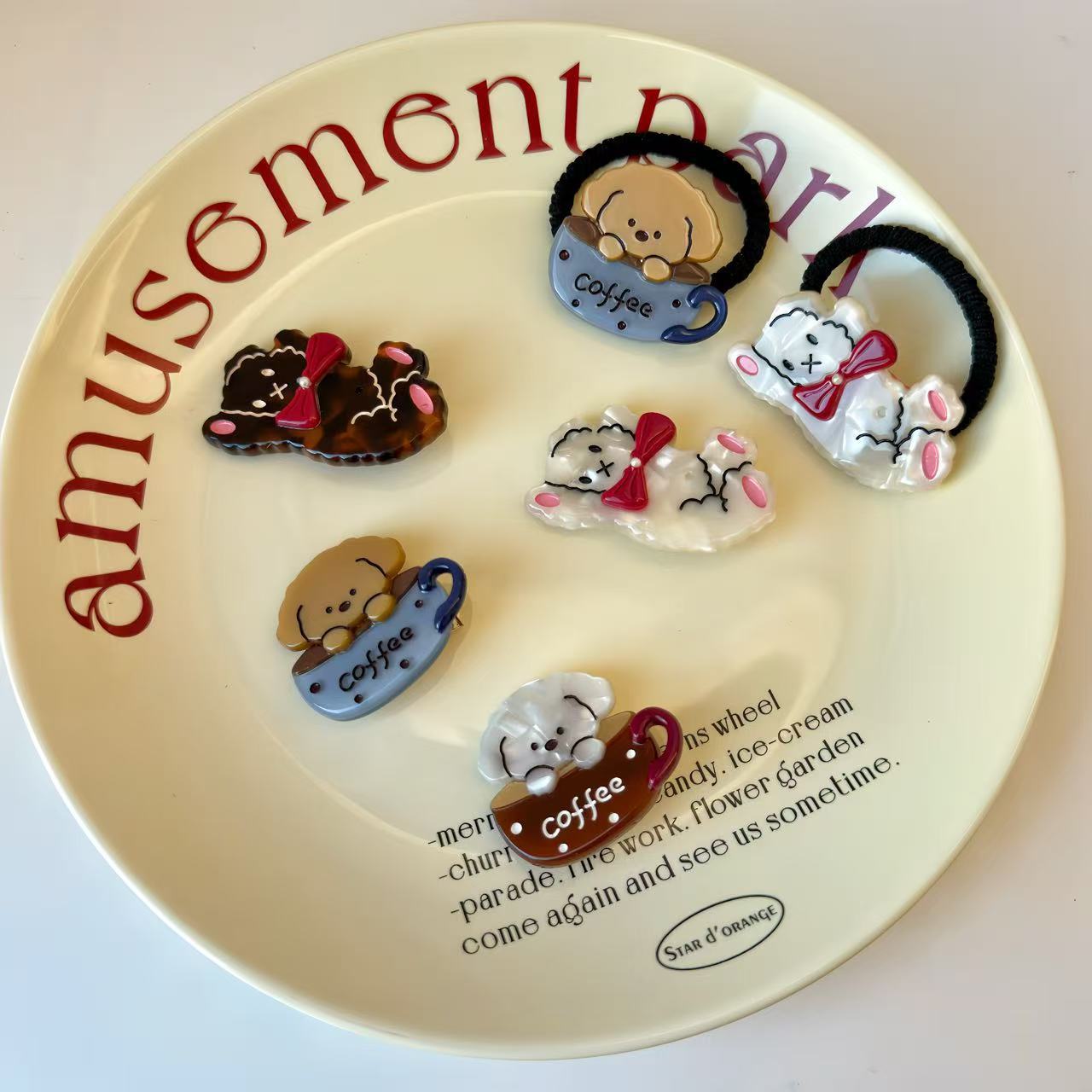 Cute Bear Acetate Coffee Hair Clip
