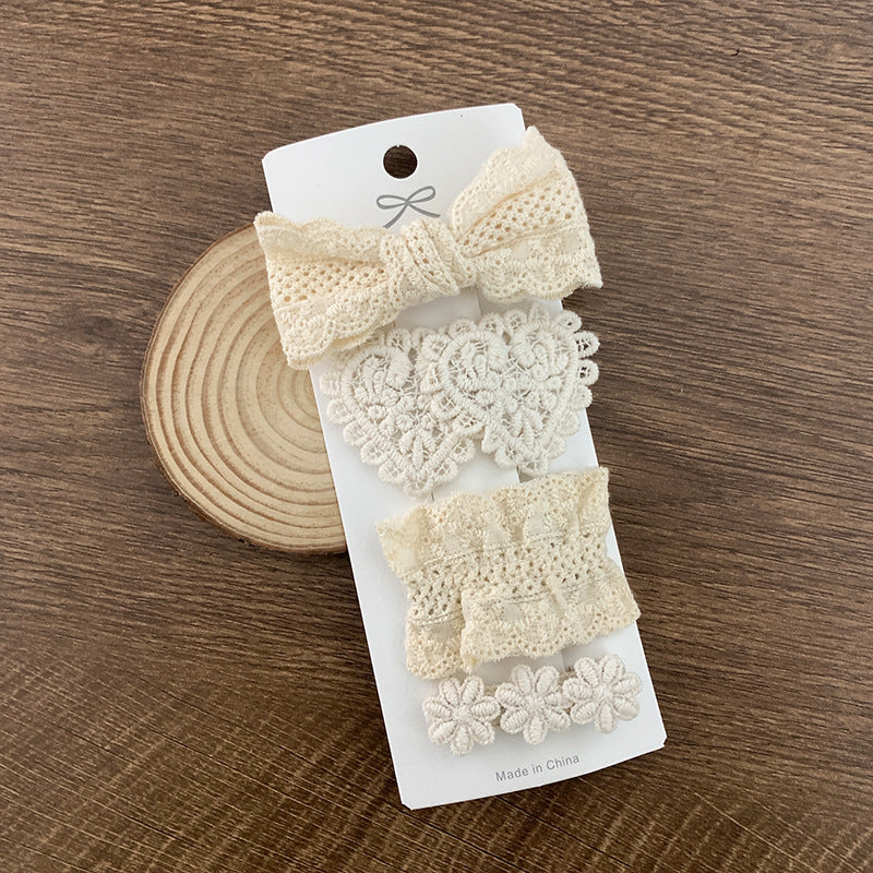 Milk Tea Lace Baby Hair Clip Set
