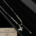 Butterfly Whisper – Pearl Tassel Pendant Necklace