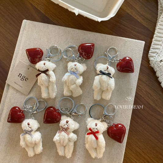 Red Heart Bear Keychain