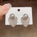 Pearl Reverie — Vintage Diamond-Accented Stud Earrings
