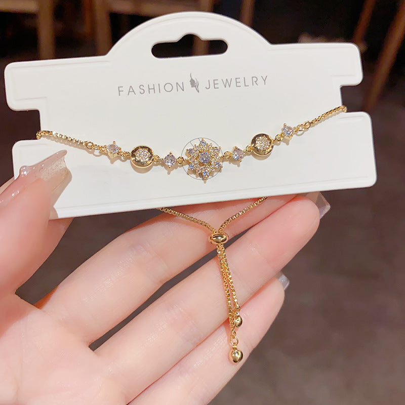 Petal Muse — Micro Zircon Flower Adjustable Bracelet