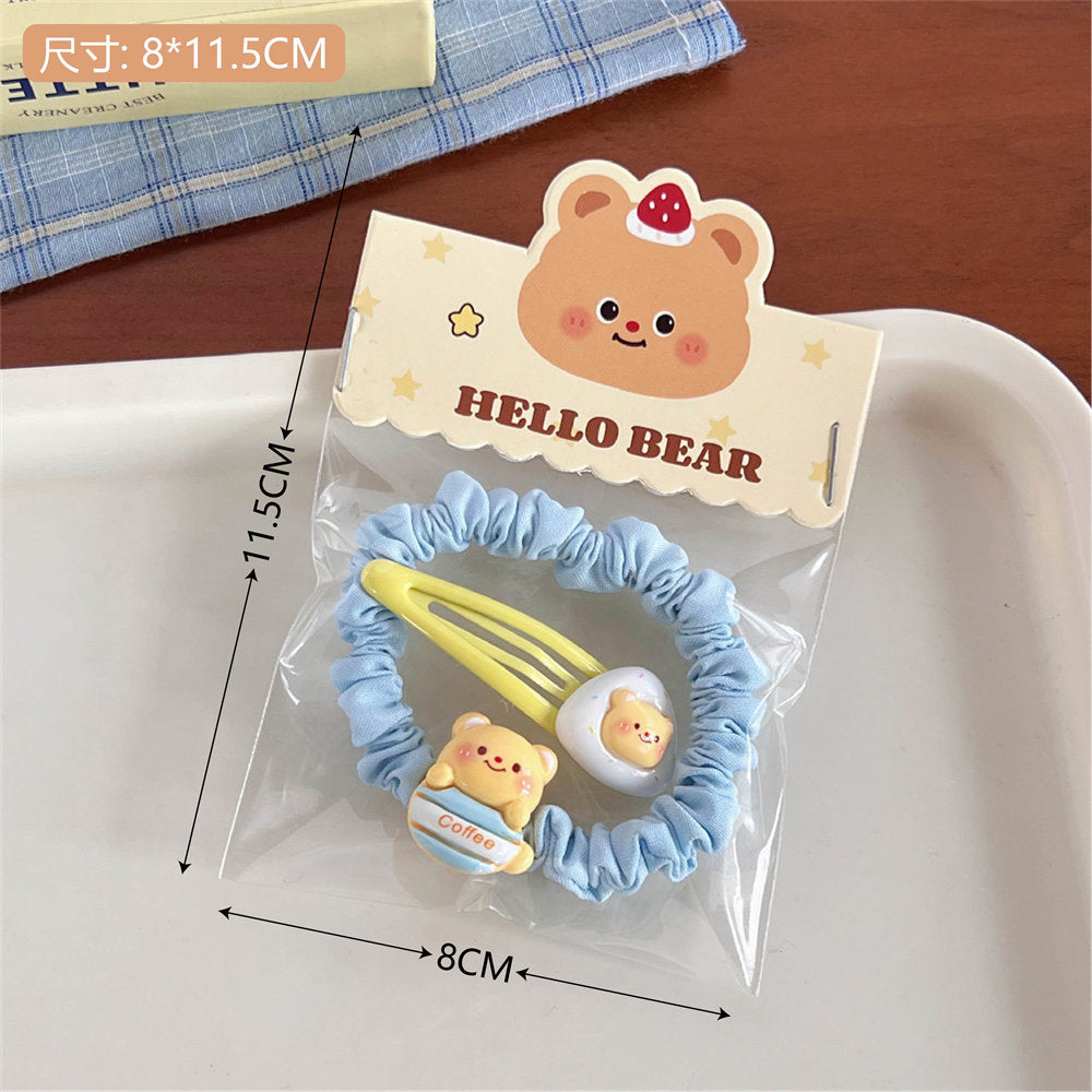 Cream Bear Hair Accessory Set