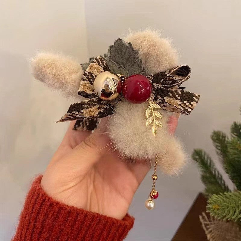 Autumn Winter Bow Hair Claw Clip