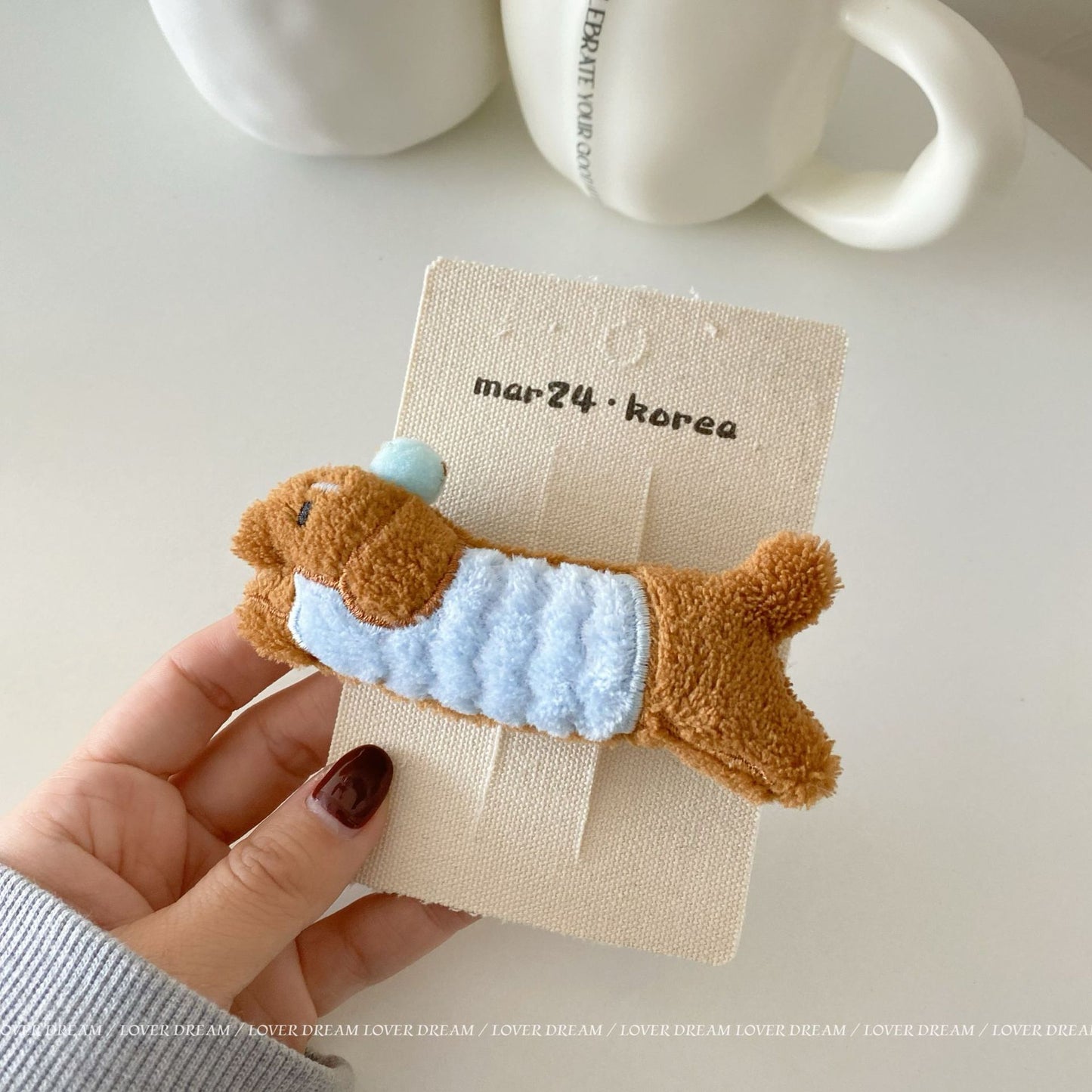 Cartoon Plush Dachshund Hair Clip
