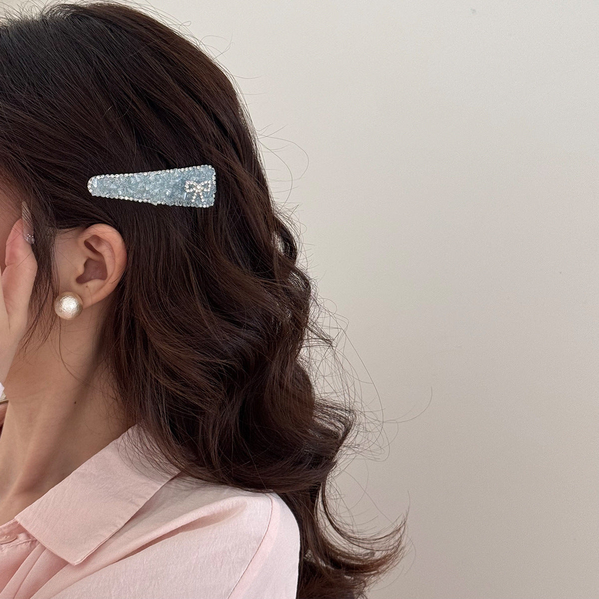 Blue Crystal Bow Hair Clip