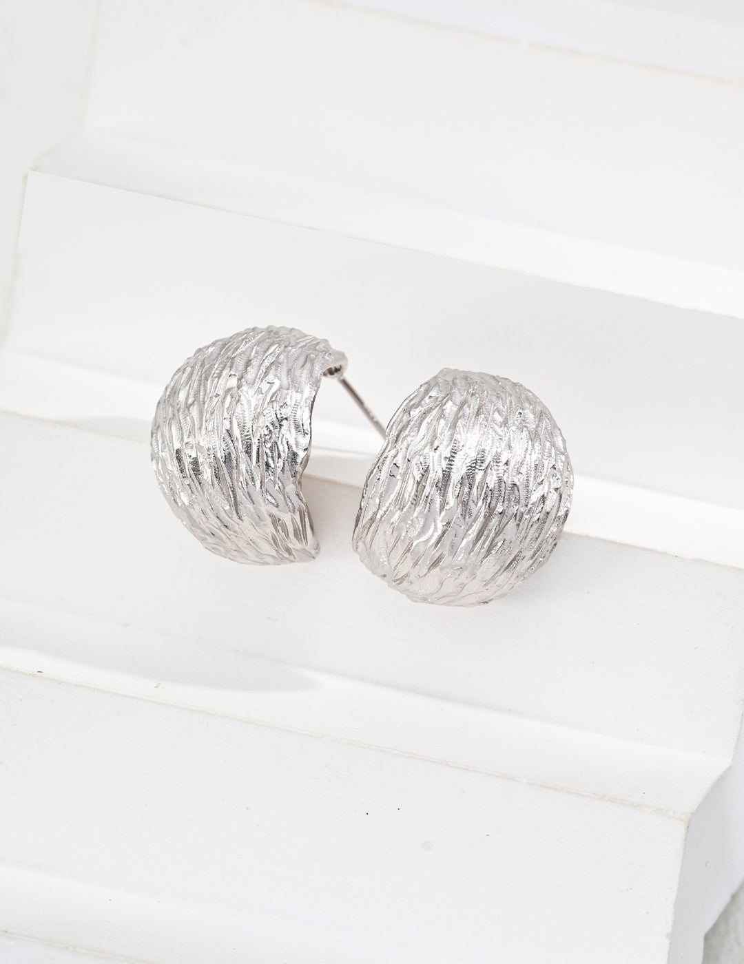 Sterling silver vintage-inspired textured stud earrings, chic everyday accessory