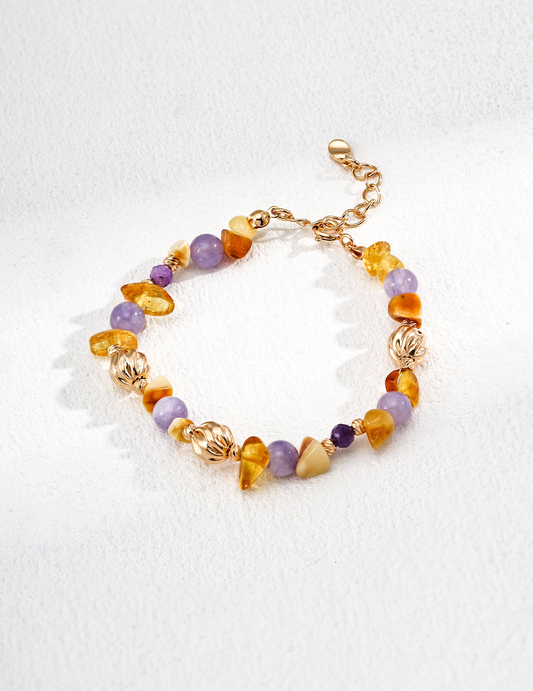 S925 Silver Honey Amber and Amethyst Bracelet - Elegant Amber Gemstone Jewelry, Timeless Silver Bracelet, Handmade Amethyst & Amber Bracelet, Luxury Gemstone Accessories