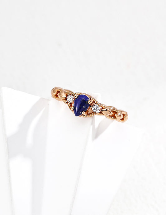 S925 silver lapis lazuli, mother of pearl, and zircon ring, blending natural stones for a unique, elegant design. Perfect for those seeking a sophisticated and earthy accessory.