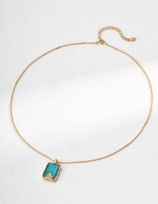 S925 Silver Minimalist Amazonite Pendant Necklace - Elegant Silver Necklace with Natural Amazonite Stone, Perfect for Minimalist Jewelry Lovers