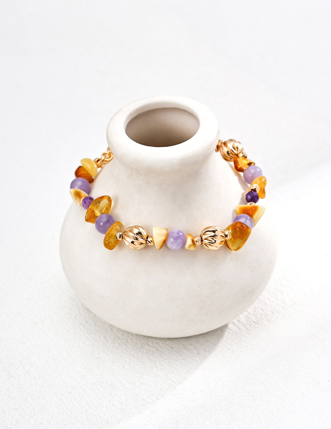 S925 Silver Natural Amber and Amethyst Bracelet - Elegant Amber & Amethyst Jewelry, Timeless Silver Bracelet, Handmade Gemstone Bracelet, Luxury Silver Accessories