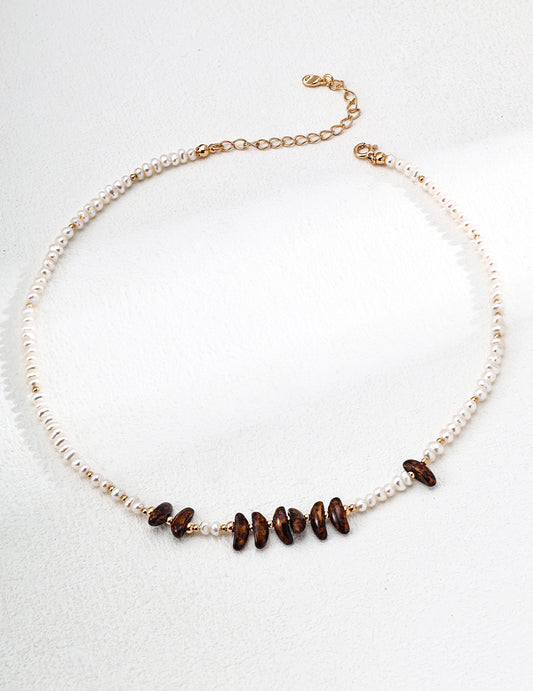 S925 Silver Natural Pearl and Czech Glass Necklace - Elegant Silver Necklace with Natural Pearls and Czech Glass Beads, Perfect for Timeless, Classic Jewelry Styles