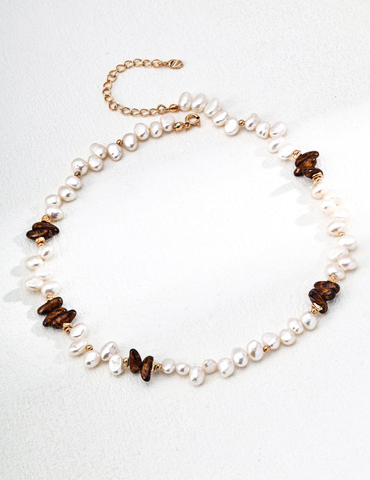 S925 Silver Natural Pearl and Czech Glass Necklace - Timeless Silver Necklace with Natural Pearls and Czech Glass Beads, Perfect for Elegant and Classic Jewelry Styles