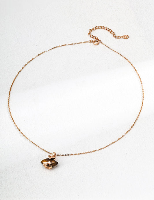 S925 Silver Retro Tiger Eye Stone Necklace - Vintage Tiger Eye Jewelry, Elegant Silver Necklace, Timeless Gemstone Necklace, Handmade Silver Accessories