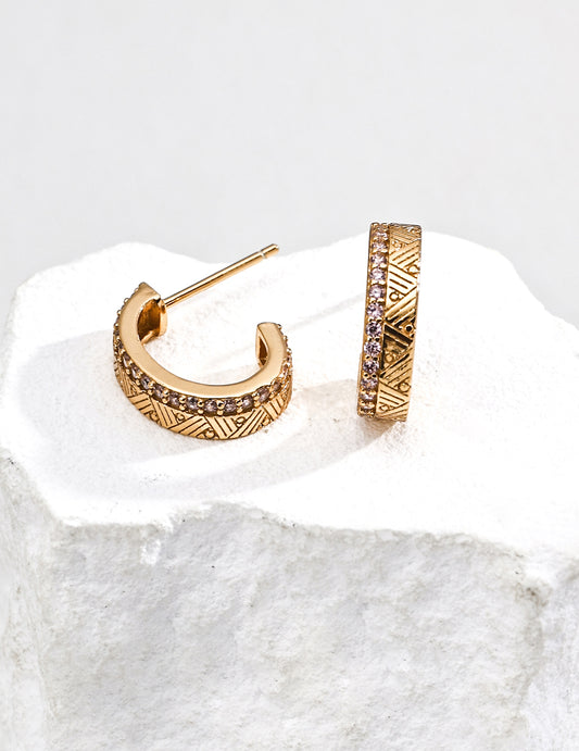 S925 Silver Retro Zircon Design Earrings - Vintage-Inspired Silver Earrings with Sparkling Zircon Stones, Perfect for Retro and Elegant Jewelry Styles
