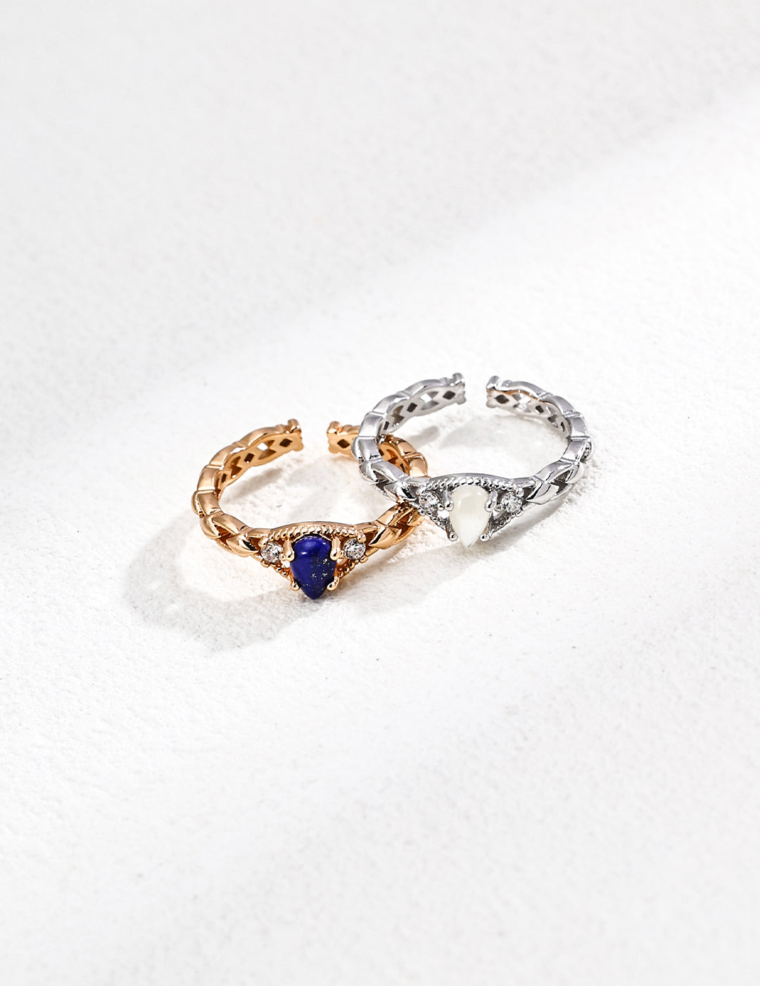 S925 silver retro zircon, lapis lazuli, and mother of pearl ring, combining vintage charm with natural stones for a unique and elegant accessory.