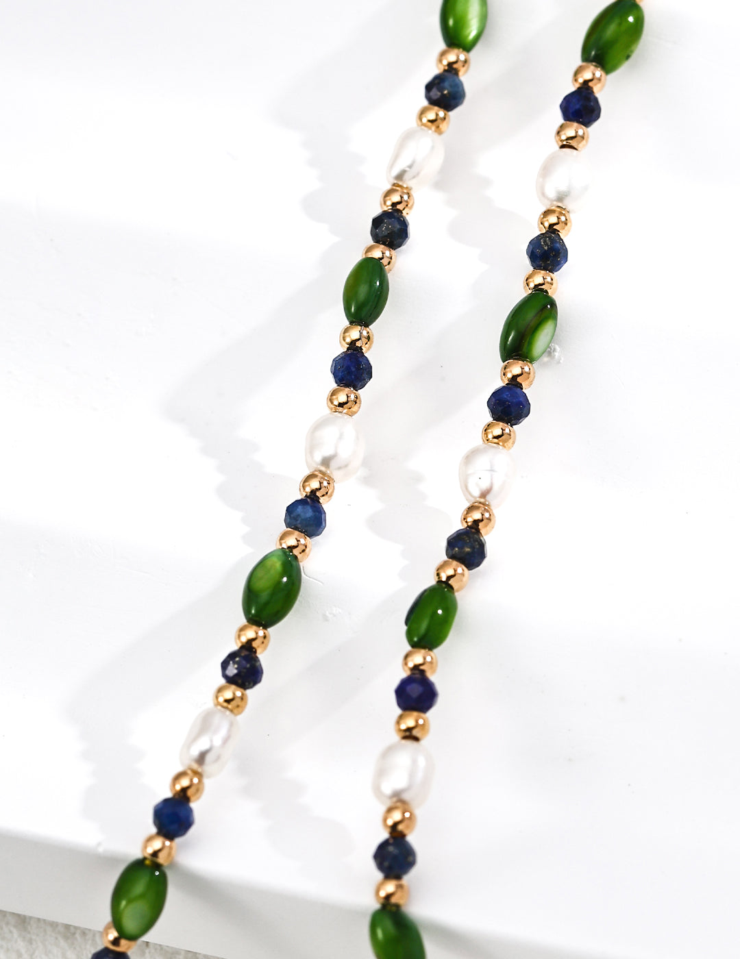 S925 Silver Rice Pearl and Lapis Lazuli Olive Bead Necklace - Elegant Silver Necklace with Rice Pearls, Lapis Lazuli, and Olive Beads for a Unique, Classic Style