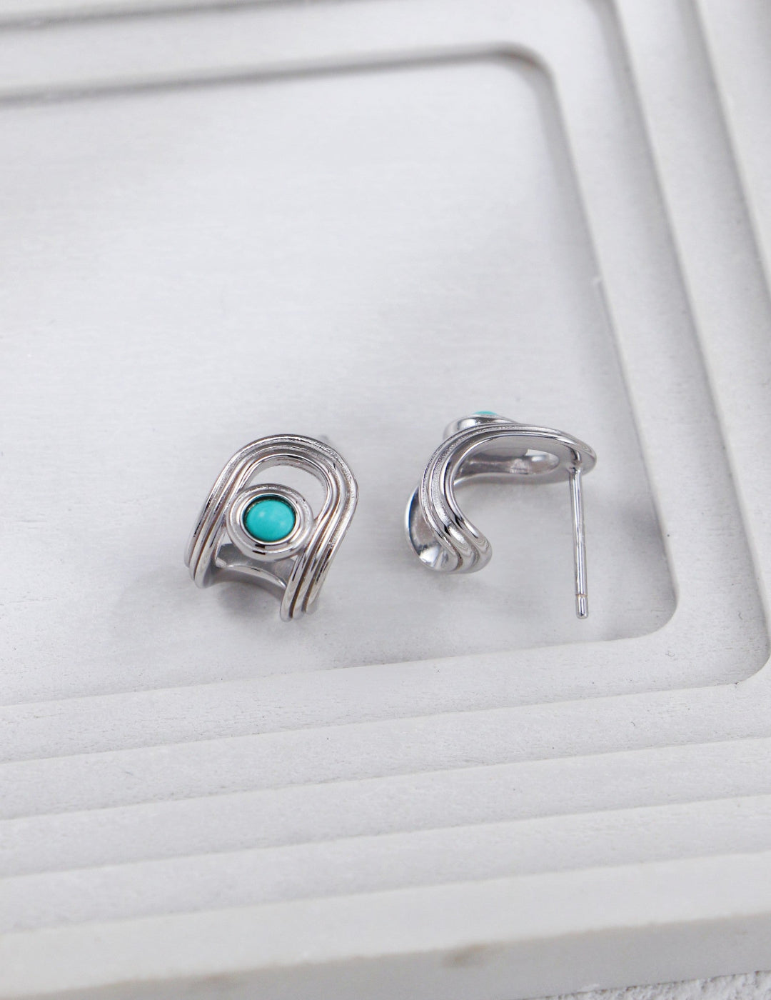 Dainty sterling silver turquoise earrings, natural gemstone drop studs, perfect gift for her, handcrafted jewelry