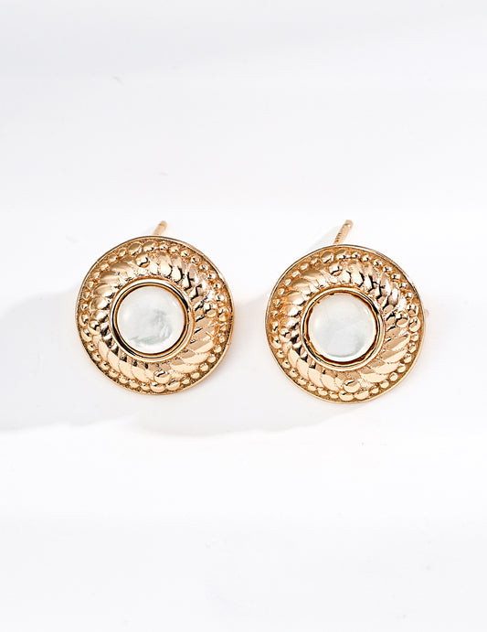 Vintage Mother-of-Pearl Earrings in S925 Silver - Elegant Pearl Studs, Timeless Jewelry, Classic Earrings, Handmade Silver Earrings
