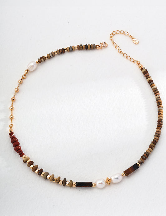Vintage sterling silver pearl necklace, handmade natural gemstone jewelry with timeless design
