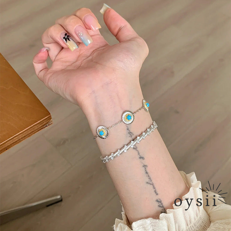 Emerald Daisy — Vintage Ethnic Brushed Turquoise Bracelet