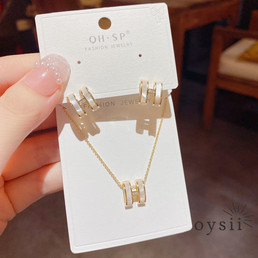 Hermes Whisper — Mother-of-Pearl Initial Stud Earrings