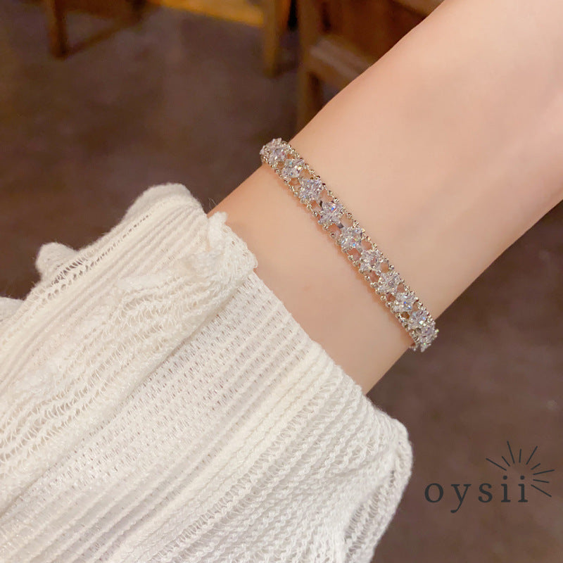 Starlit Geometry — Full Pavé Geometric Bracelet