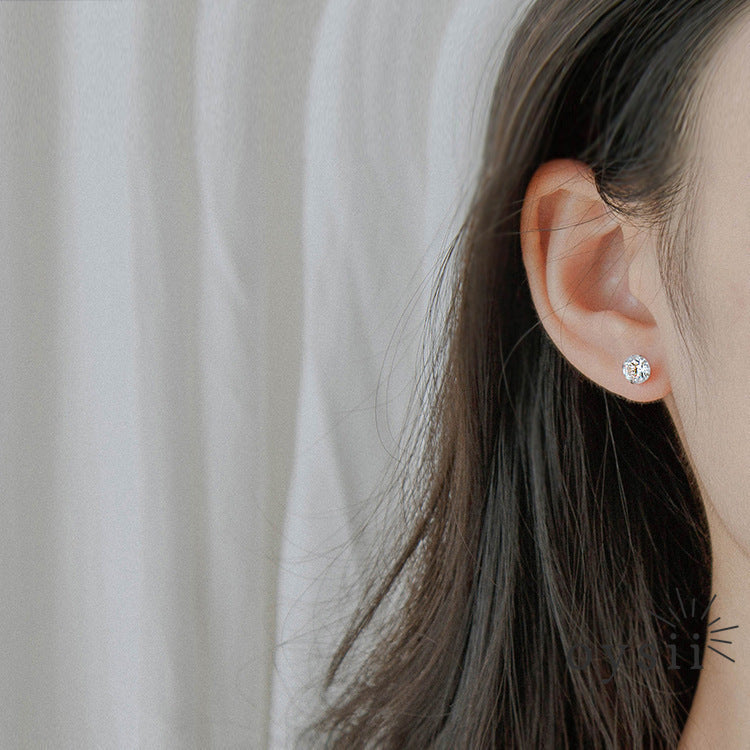 Morning Dew — 990 Silver Mini Zircon Stud Earrings