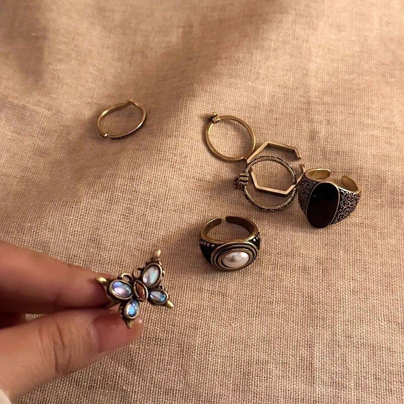 Vintage Butterfly Ring Set of 7