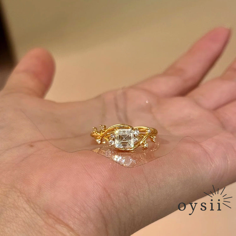 Twilight Vine — Wrapped Vine Square-Cut Crystal Ring