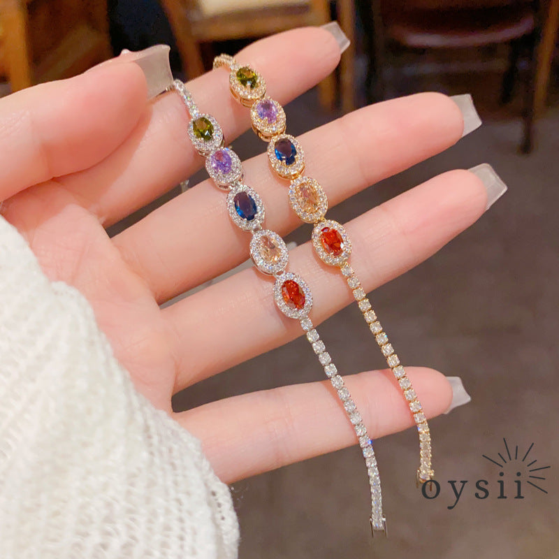 Prismatic Charm — Full Color Zircon Adjustable Bracelet