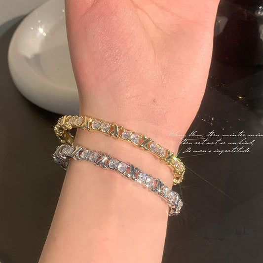 Cold Breath – X Letter Zircon Bracelet