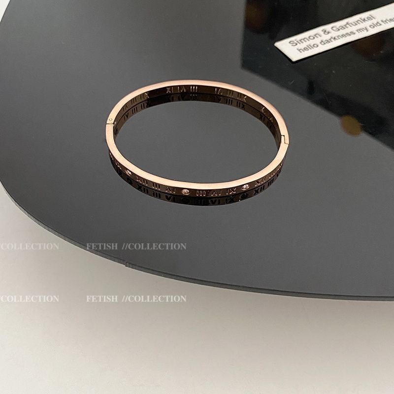 Rose Gold Roman Numeral Bangle