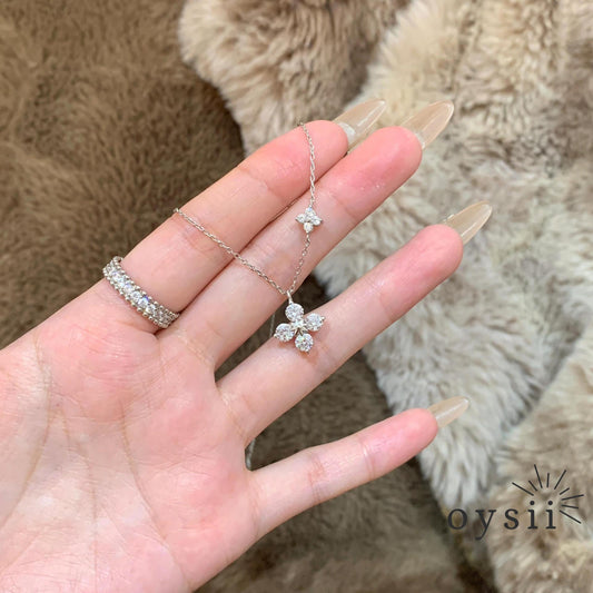 Twin Luck – S999 Silver Double Clover Necklace