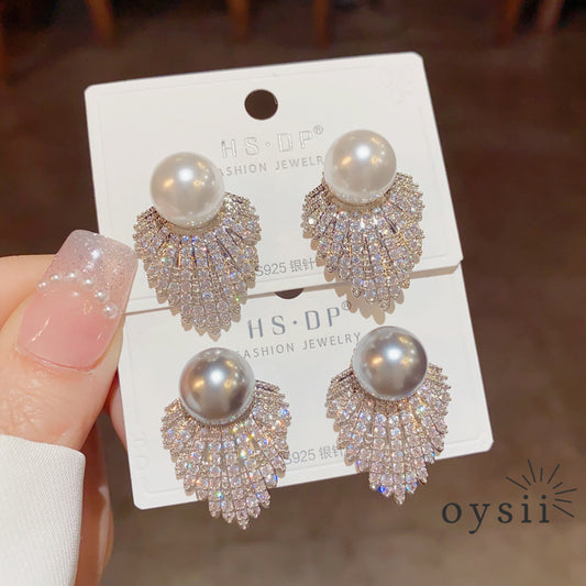 Pearl Reverie — Vintage Diamond-Accented Stud Earrings