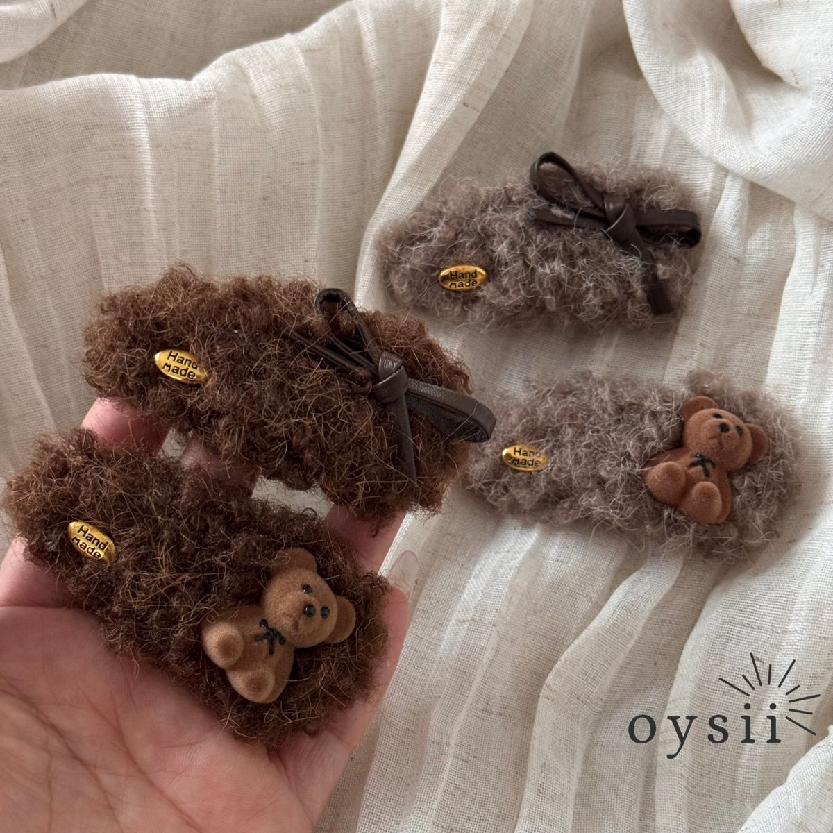 Plush Teddy Bow Hair Clip