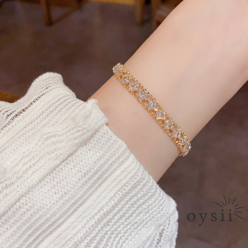 Starlit Geometry — Full Pavé Geometric Bracelet