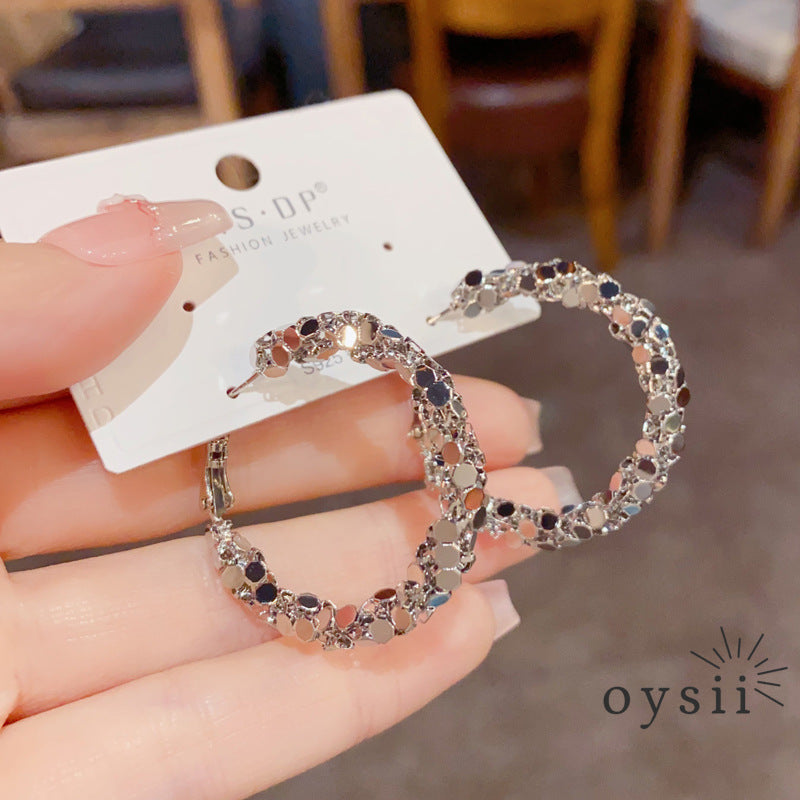 Silver Mirage — Chunky Metal Circle Hoop Earrings