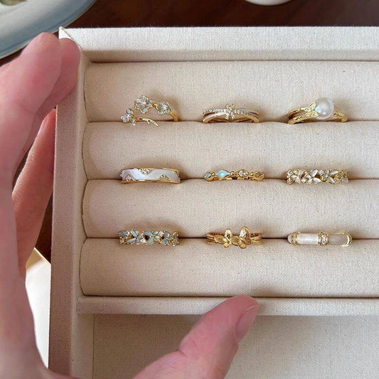 Artistic Butterfly Flower Ring Set