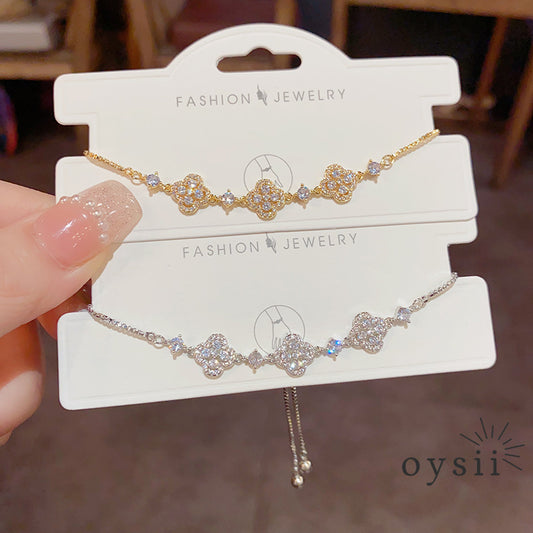 Blossom Tranquility — Three Zircon Flower Bracelet