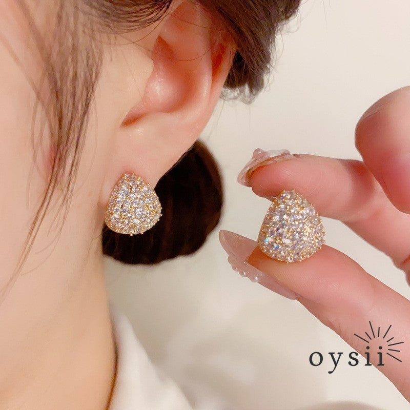 Silver Dew — Sparkling Zircon Teardrop Stud Earrings