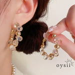 Stellar Orbit — Crystal & Metal Sphere Hoop Earrings