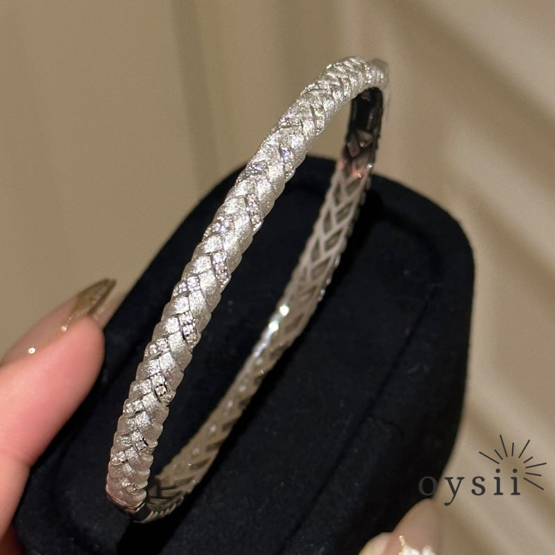 Golden Harvest — French-Italian Brushed Wheat Weave Bracelet