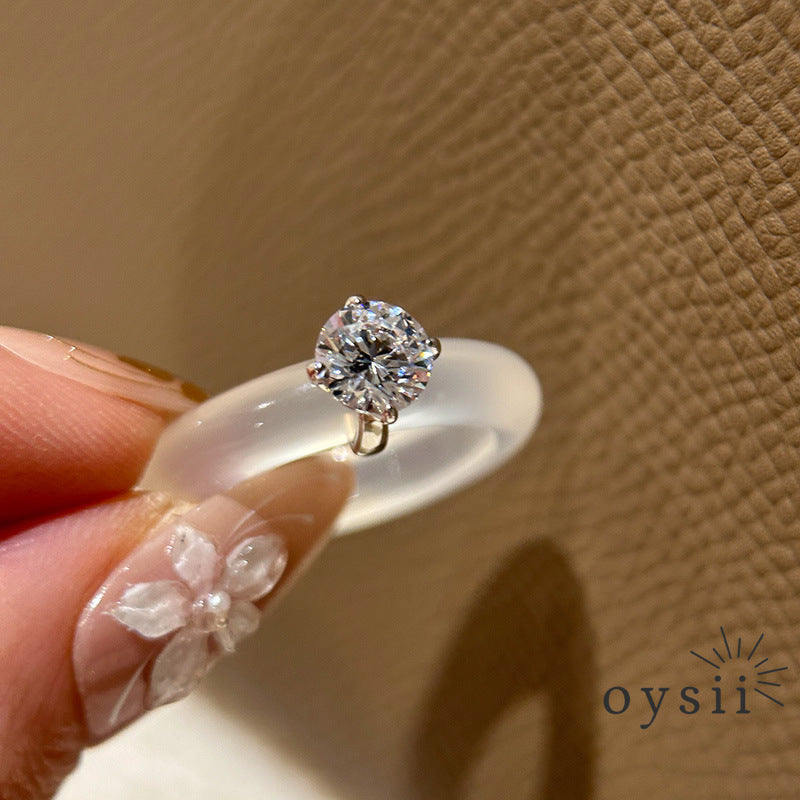 Pure Harmony — Minimalist Clear Stone Round Diamond Ring