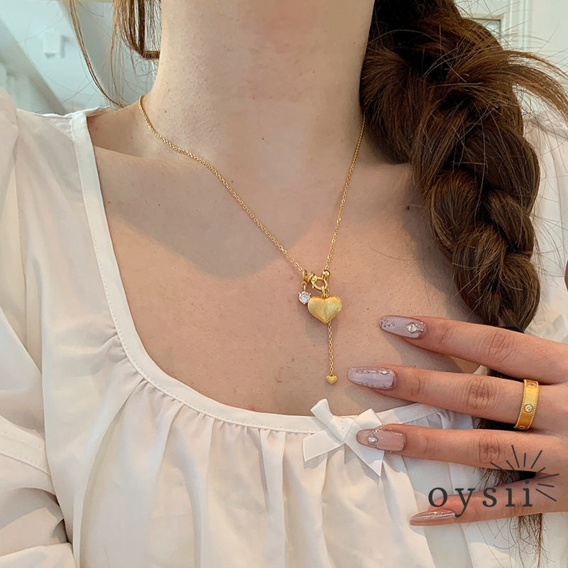 Parisian Charm – Matte Heart Orbit Necklace