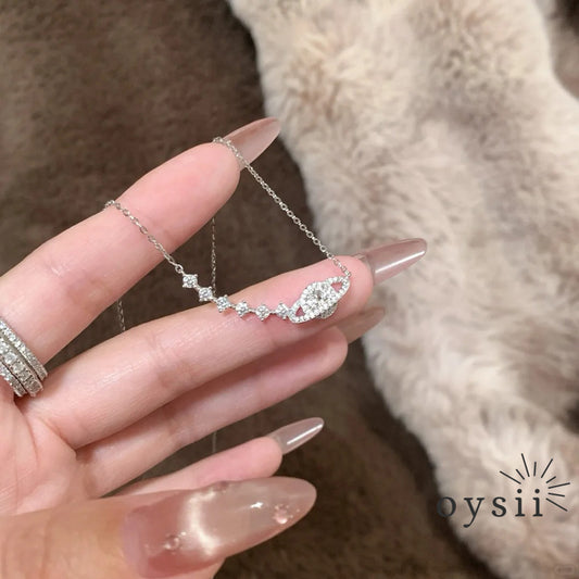 Celestial Glow – S925 Silver Planet Zircon Necklace