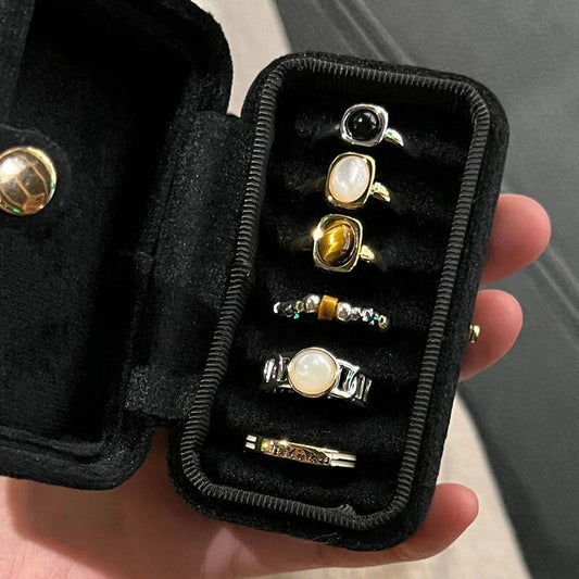 Vintage Mother of Pearl & Tiger Eye Ring Set
