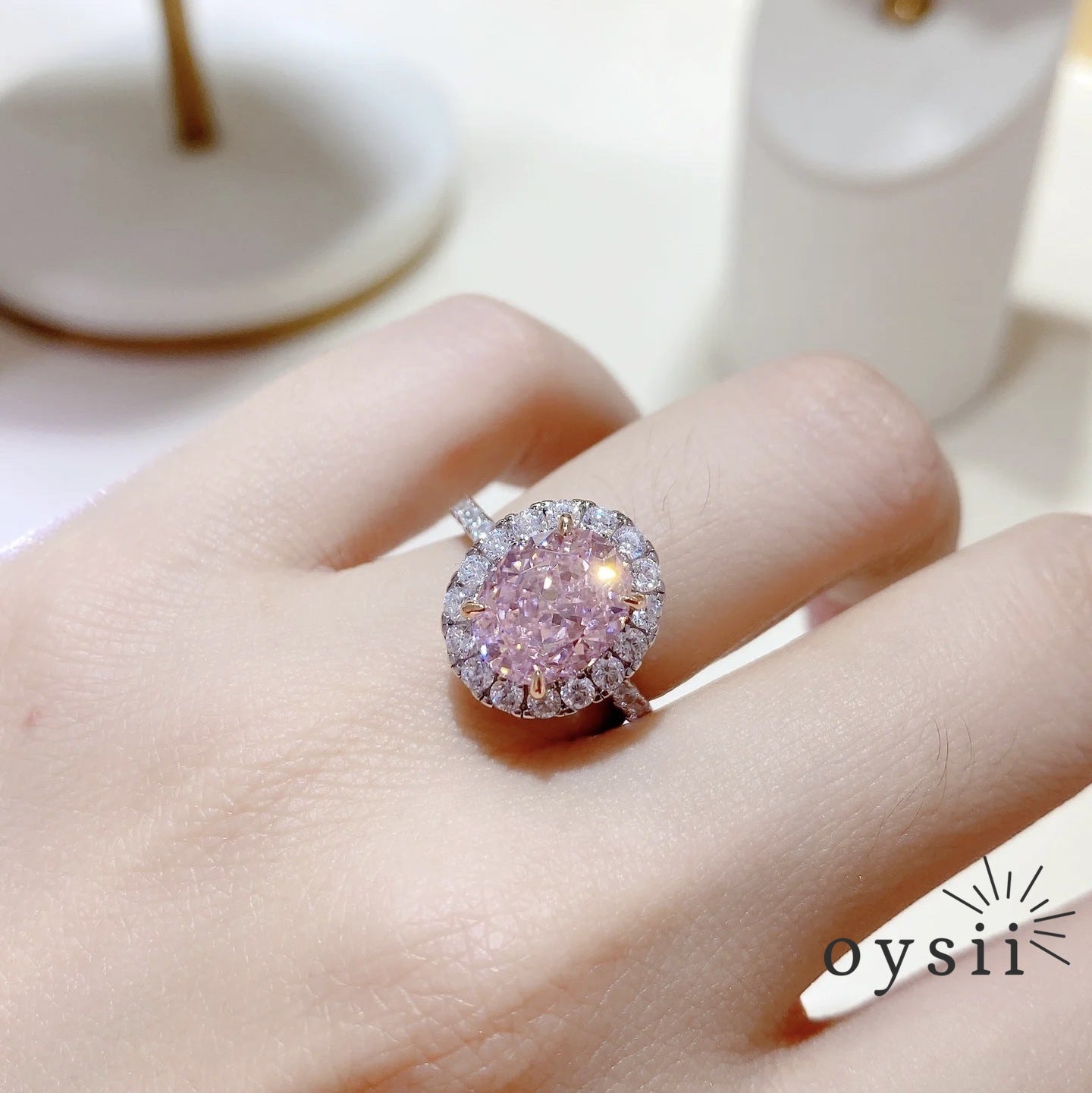 Blush Dove — Vintage Pigeon Egg Pink Diamond Ring