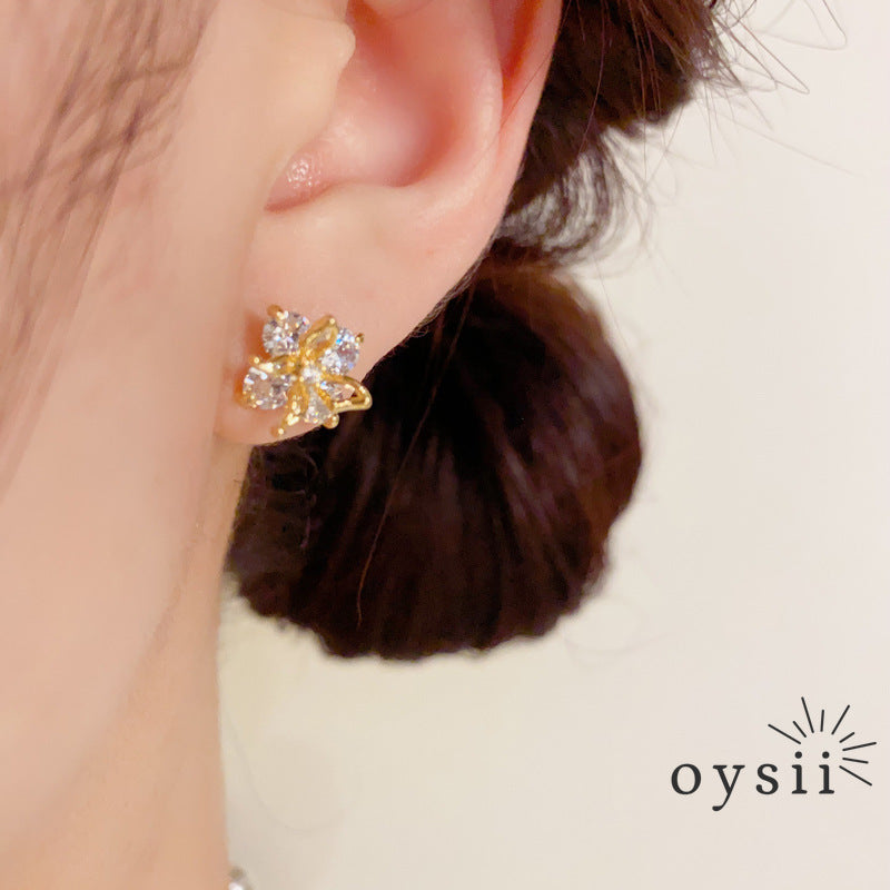 Petal Trio — Full Diamond Flower Stud Earrings Set